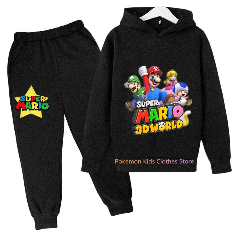 Baby Boys Clothes Super Mario Bros Hoodie Sets Kids Spring Autumn Girls Casual Hoodies+pants 2pcs Set for Children Boys Suit