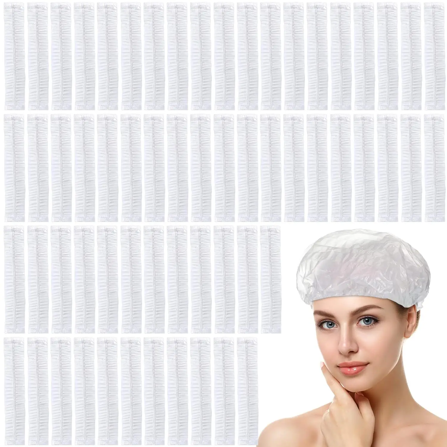 

1000 Pcs Disposable Shower Caps Waterproof Plastic Bath Caps Bulk, Elastic Hair Processing Thick Waterproof Bath for Wome
