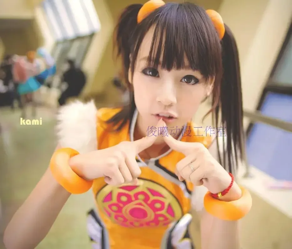 Tekken ling xiaoyu LiLi Cosplay Costume full set with Hair band wristband