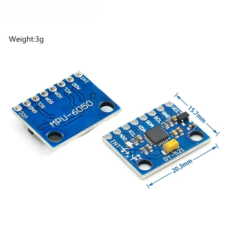 50PCS IIC I2C GY-521 MPU-6050 MPU6050 3 Axis Analog Gyroscope Sensors + Accelerometer Module For Arduino With Pins 3-5V DC