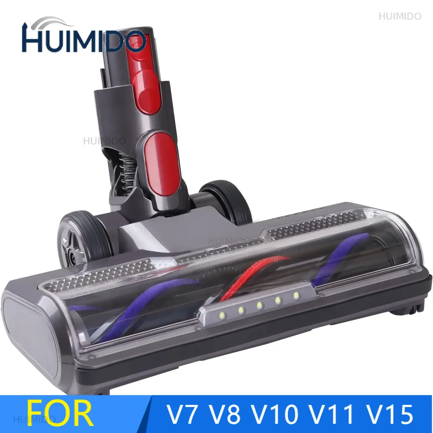 Head Replacement Floor Brush Compatible with Dyson V7 V8 V10 V11 V15 Turbine Cleaner with LED Lights Gray