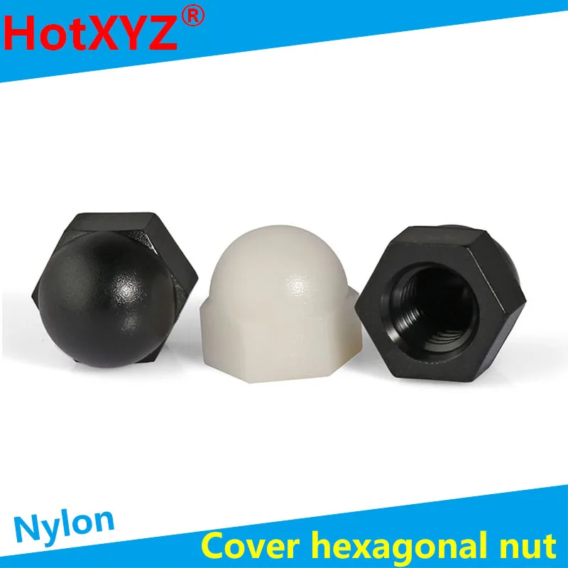 Spot wholesale black white nylon plastic ball nut cap nut M3-M12 50PCS