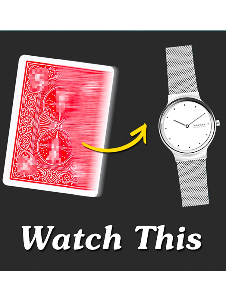 WAP01  Watch This Magic Tricks Playing Card Change Card to Watch Close Up Street Illusion Gimmick Mentalism Puzzle Toy Magia