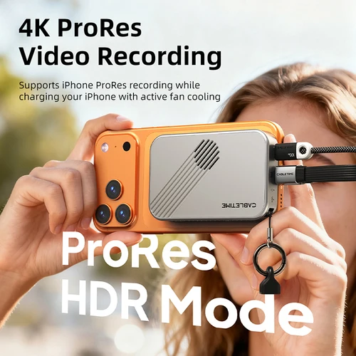 Imagen 2 del producto CABLETIME USB C HUB 7 en 1 con NVMe SSD magnético 4K ProRes grabación de vídeo SD/TF 3,0 fuerte accesorio magnético para iPhone 17