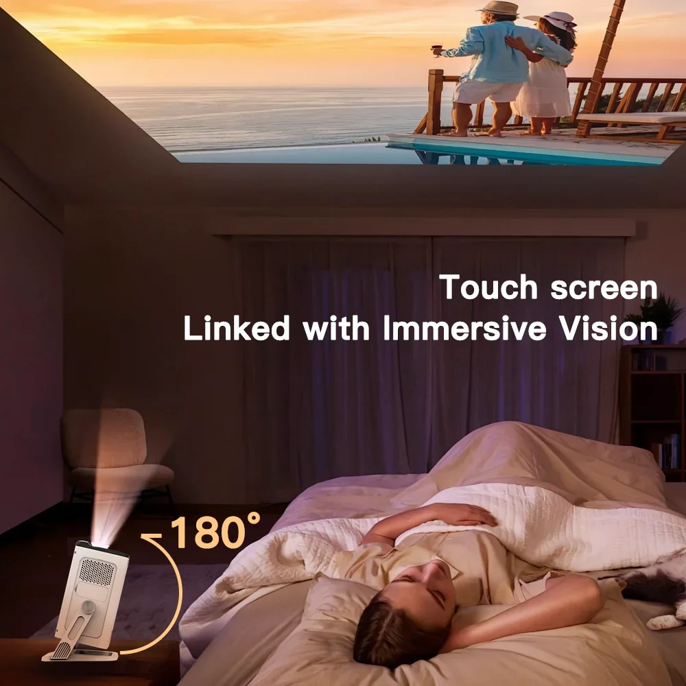 Projetor LynCast Home Theater 4K com Projetor Portátil Wifi6 e BT5.4, Projetor Android 11.0, Auto Keystone, 180 °   Flexível