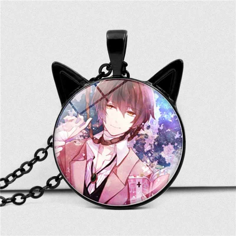 Osamu Dazai Ryunosuke Akutagawa Popular Anime Secondary Peripheral Jewelry Necklace Black Cat Ear Pendant Fashion Cool Jewelry