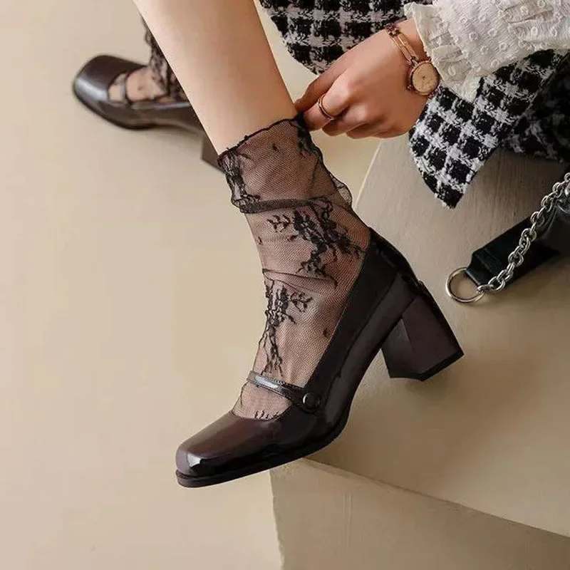 1/2 paia di calzini sottili da donna estivi calzini di pizzo trasparenti ultra traspiranti Lolita morbidi sexy bianchi Ins calzini a rete donna