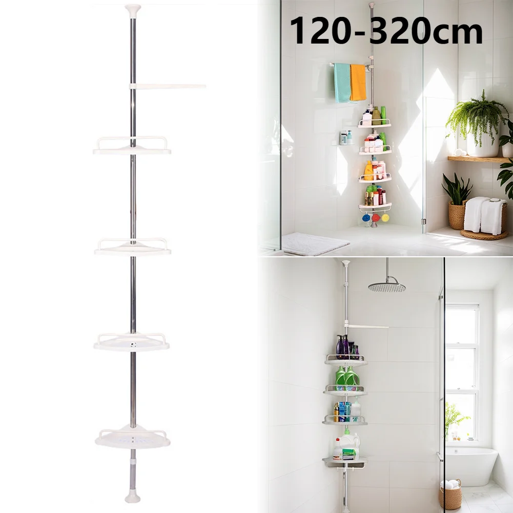 

Bathroom Shelf Adjustable 4 Trays Telescopic Shower Shelf Stainless Steel Frame Shower Caddy Organizer Shelf Shower Corner Stand