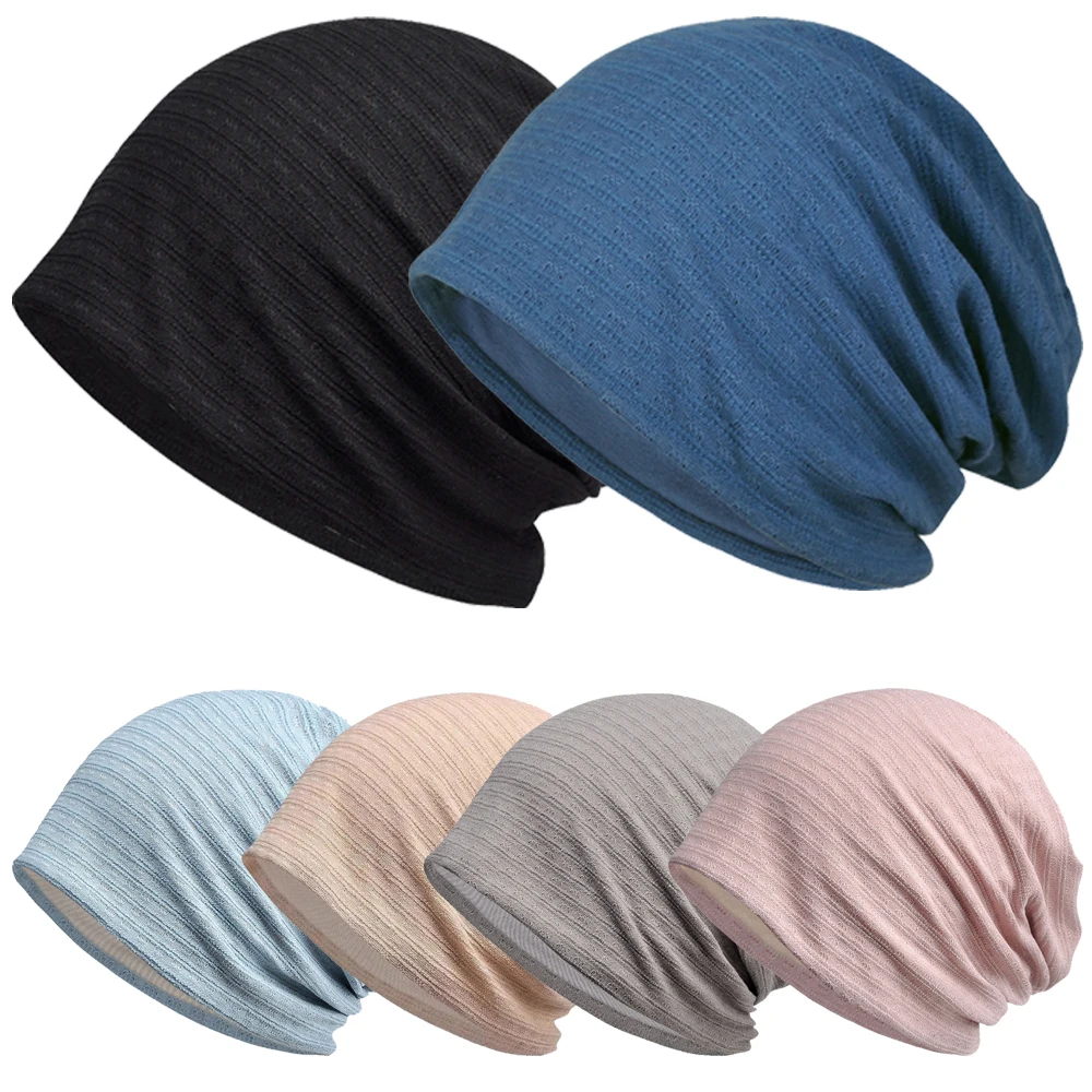 Spring and summer hats, ladies' confinement hats, solid color versatile, face slimming, bald head, sleeping, air conditioning wi
