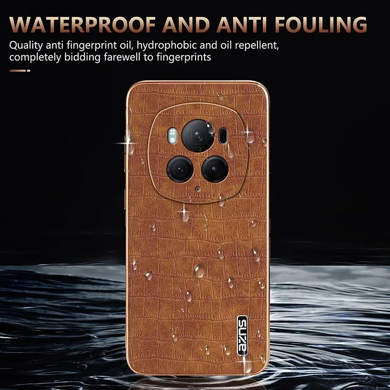 Custodia per telefono in pelle di design galvanico con motivo coccodrillo di moda di lusso per Honor Magic6 Pro Magic6 Ultimate Back Cover