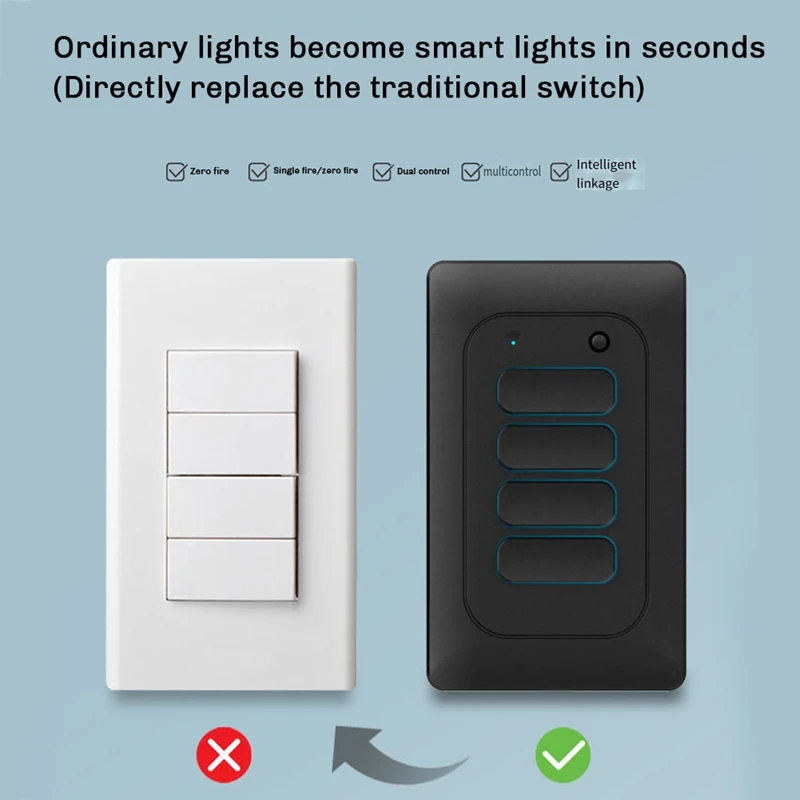 HOT! WIFI Smart Life Wall Light Switch Push Button Interruptor Wall Light Switch 4 Gang 120V