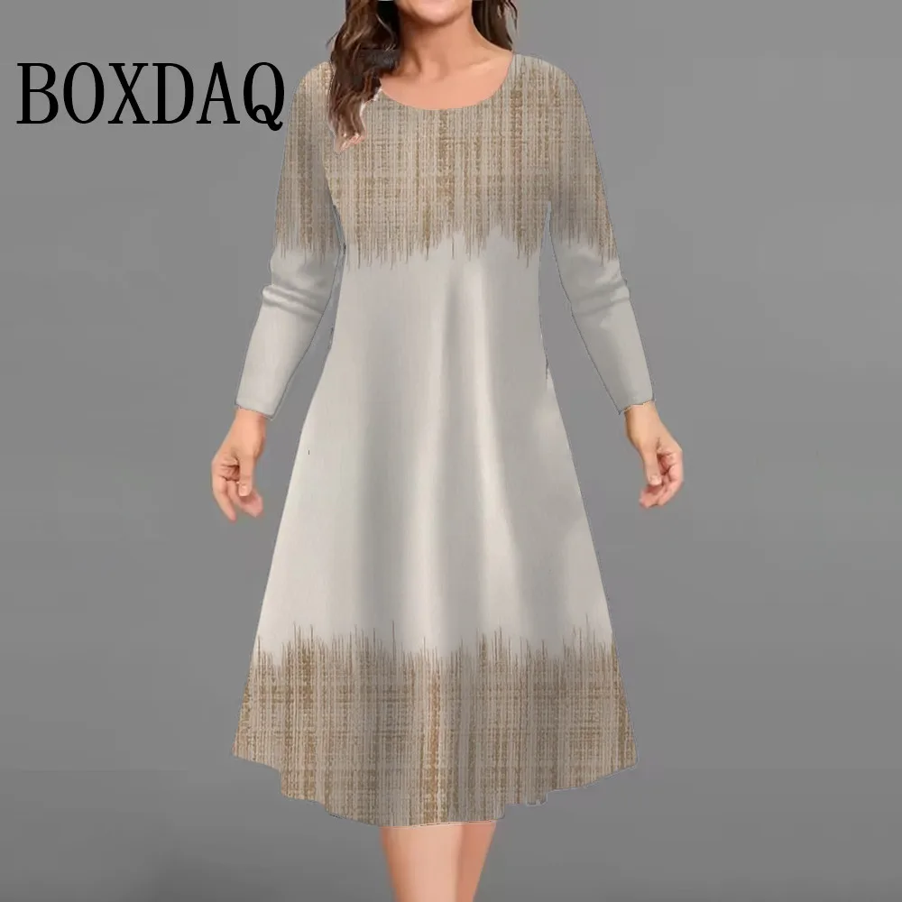 Fashion Women'S Dresses Autumn Winter Long Sleeve Loose A-Line Dress Casual Street Tie Dye Gradient 3D Print Dress Plus Size 9XL