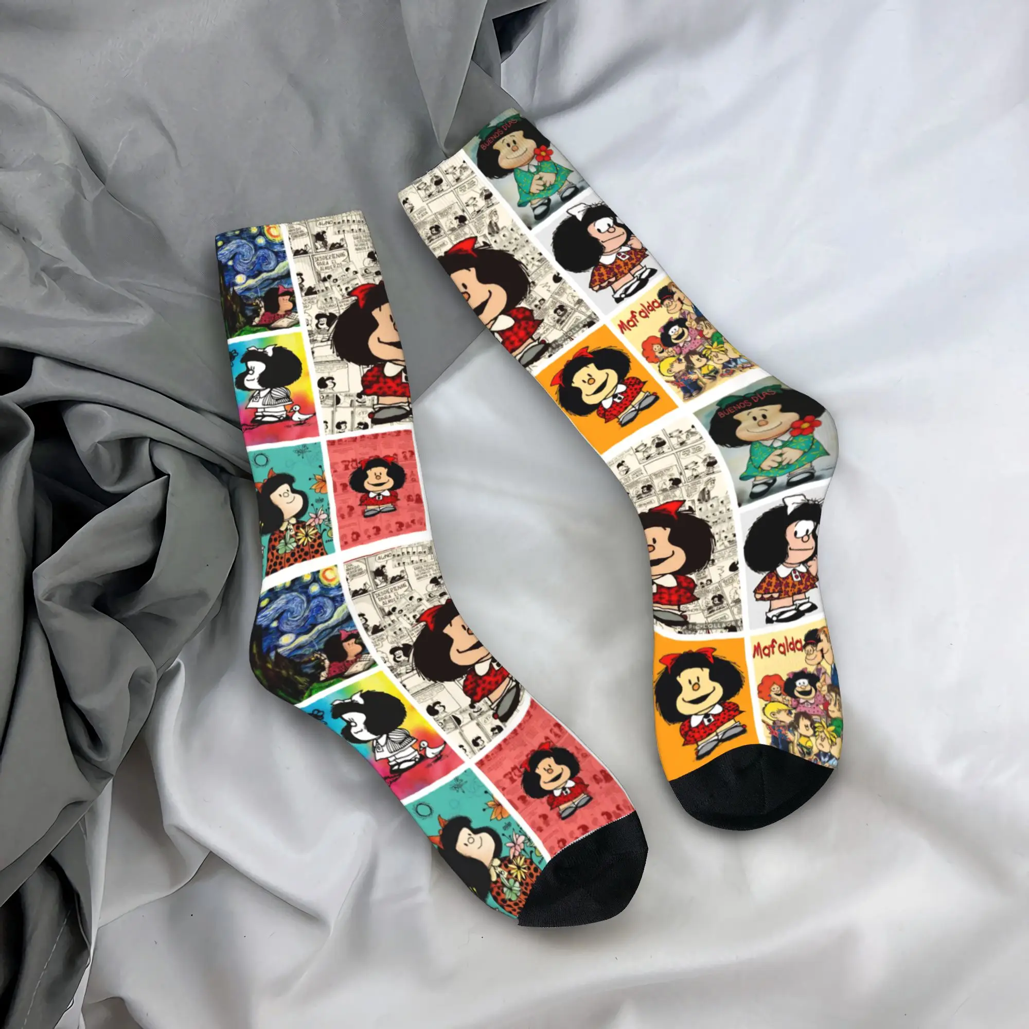 Mafaldas Cartoon  Socks  Gothic Stockings Autumn Non Slip Men Socks Breathable Graphic Outdoor Sports Socks
