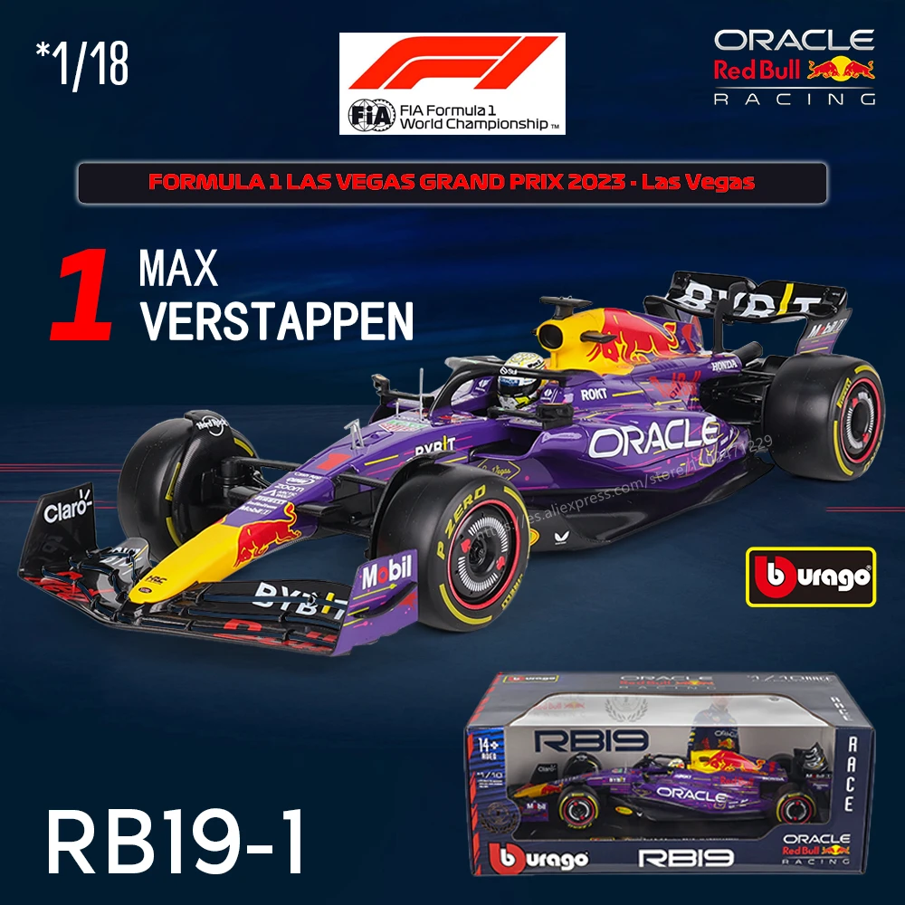 Bburago 1:18 New F1 Champion Red Bull Racing RB19 2023 #1 Verstappen #11 Perez Car Model Vehicles Formula 1 Alloy Toy Vehicle