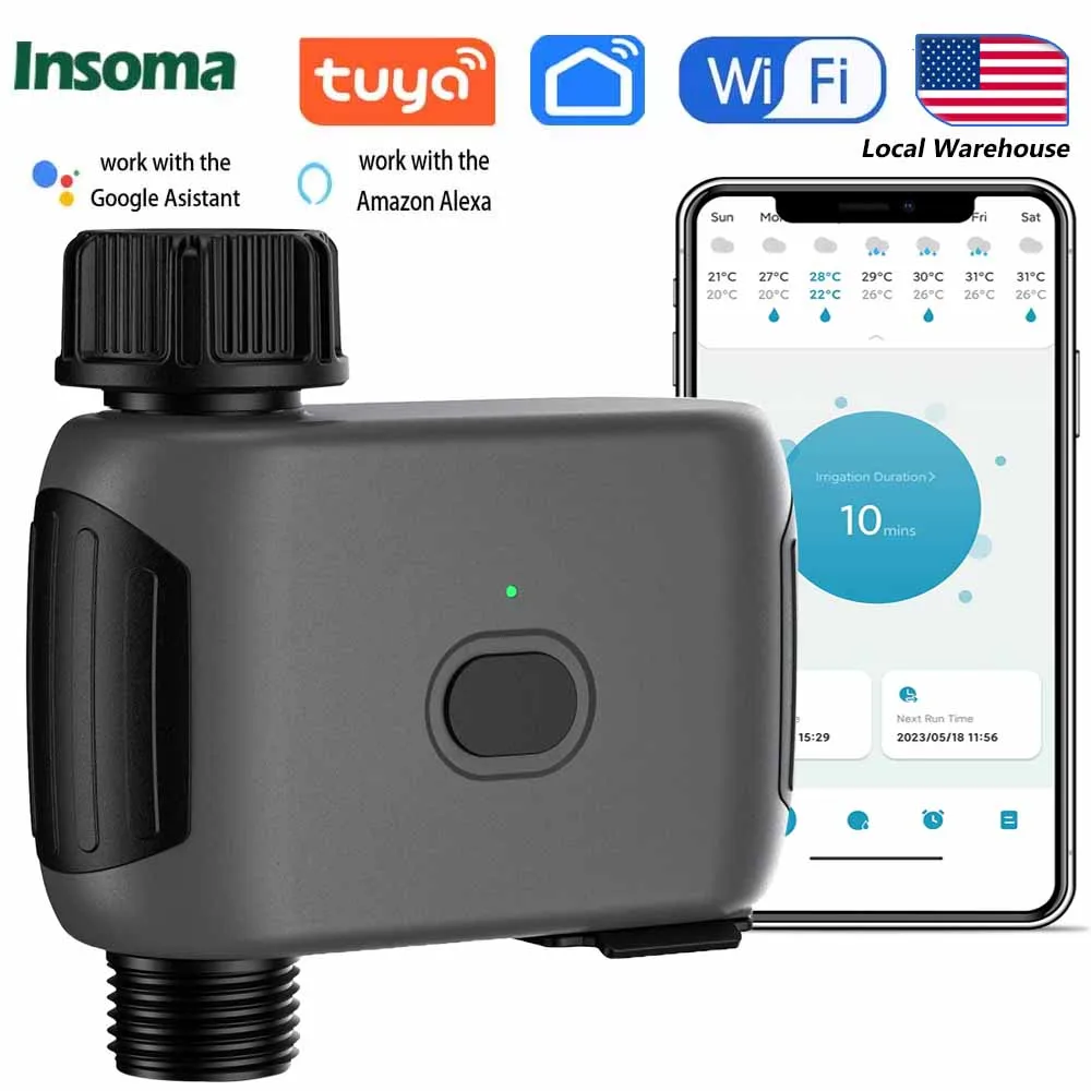 INSOMA automatic plant irrigation Smart Wifi Sprinkler Timer Remote Control Water Timer for Garden Lawn Outdoor Faucet