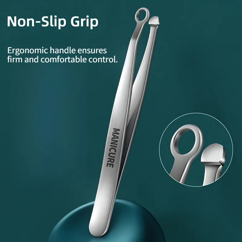 3pcs Round Nose Hair Tweezers with Leather Pouch, Safe Manual Nose Hair Tweezers, Compact Trimmer, Ideal for Travel