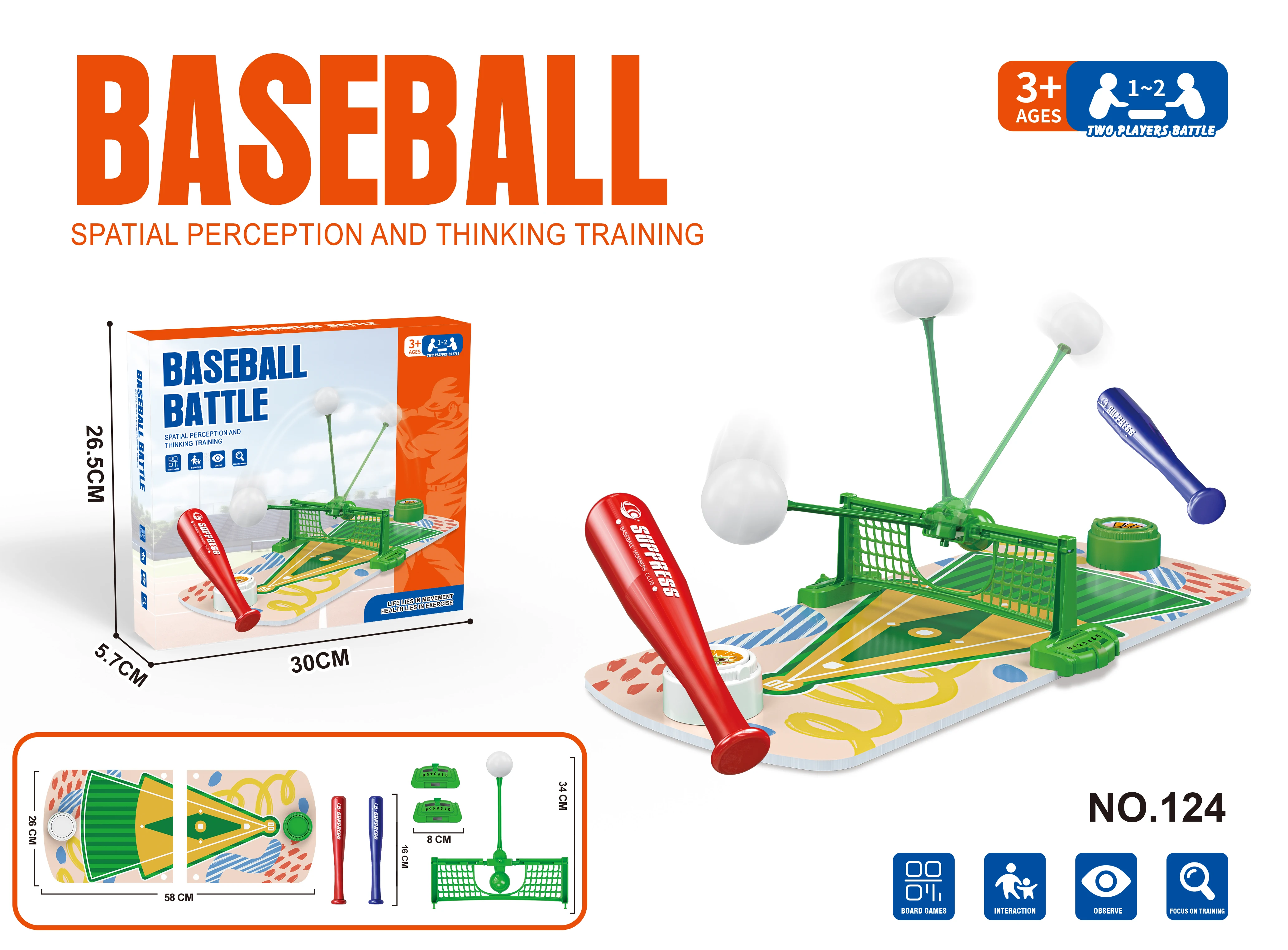 Baseball Battle Interactive Tabletop Game, Two-Player Sport Training Toy, Develop Focus & Spatial Awareness for Kids Ages 3+
