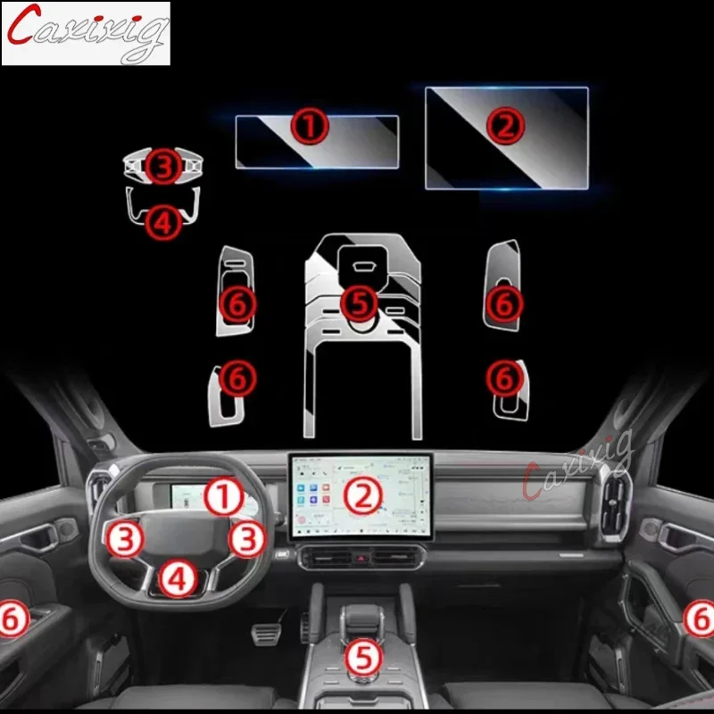 طبقة رقيقة واقية من البولي يوريثان لـ Jetour Traveller T2 2024-2023 وحدة تحكم مركزية داخلية للسيارة طبقة إصلاح شفافة مضادة للخدش