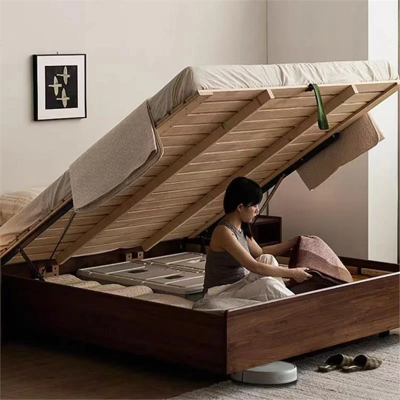 

Nordic black walnut solid wood box bed