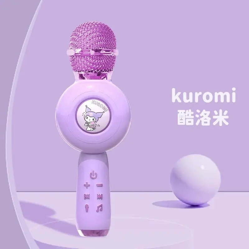 Sanrio Kuromi ไมโครโฟนร้องเพลงเด็กการ์ตูน Cinnamoroll การเชื่อมต่อบลูทูธไร้สายไมโครโฟนเสียงแบบบูรณาการ