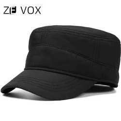 Hat Men's Winter Baseball Cap Plush Thickened Large Head Circumference Flat Trucker Cap Military Cap Back Closure Dad Hat 2021