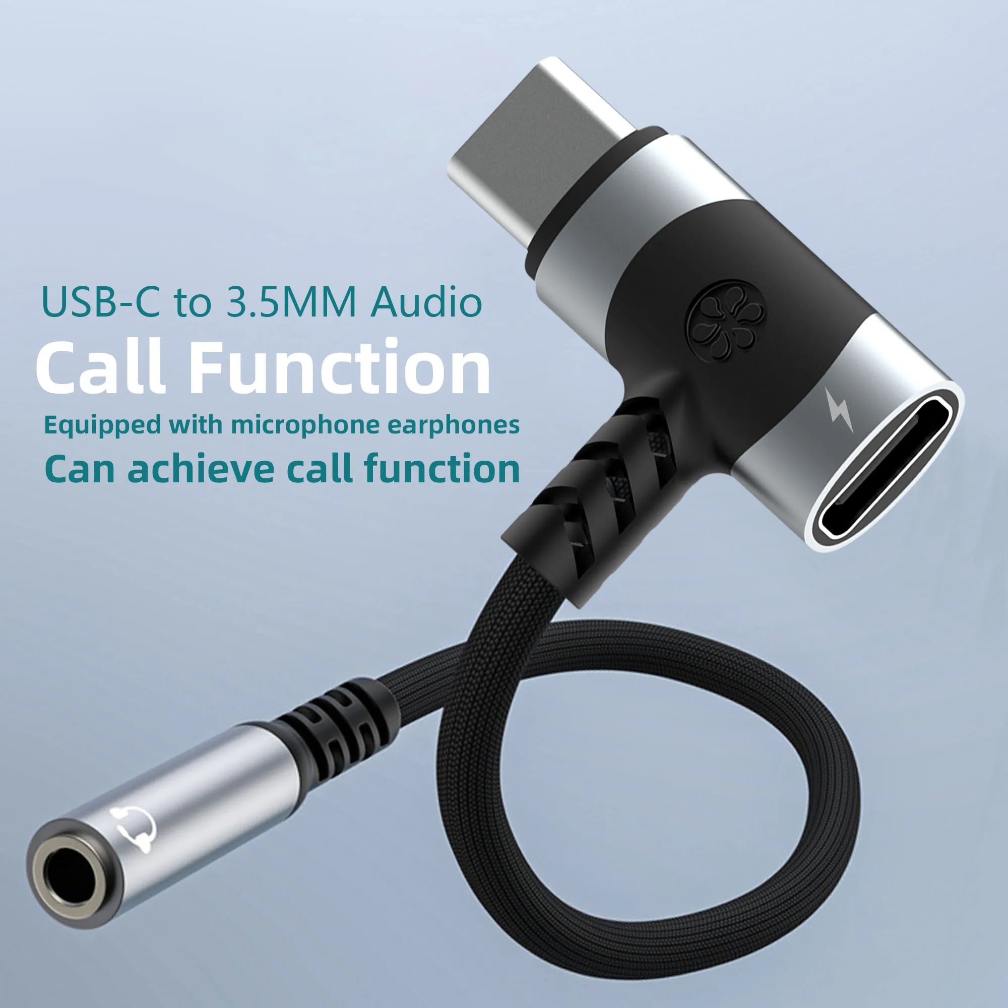 2-In-1 USB-C To 3.5mm Audio Adapter 100W PD Fast Charging Aux Mic Jack For Smartphone Tablet