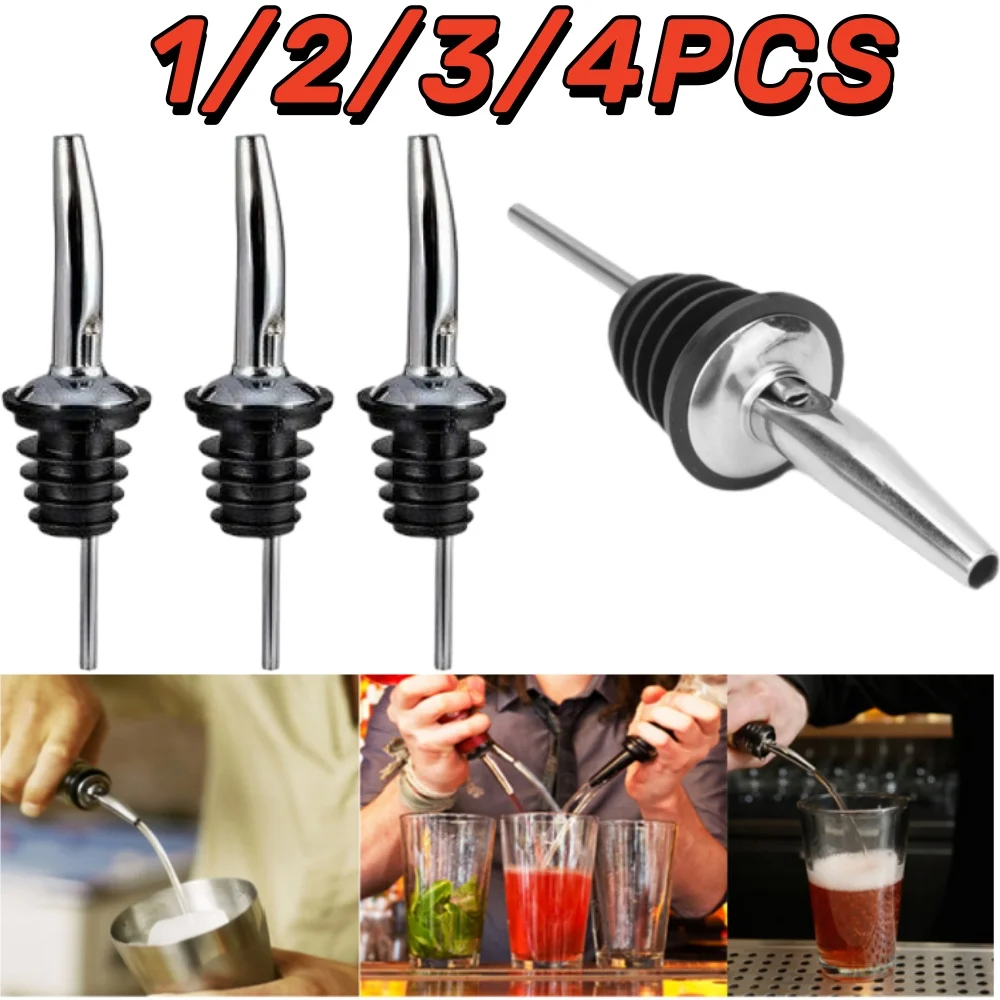 1/2/3/4Pcs Stainless Steel Wine Bottle Stopper Olive Oil Pourer Dispenser Spout Bottle Pourer Stopper For Bottle Bar Accessories