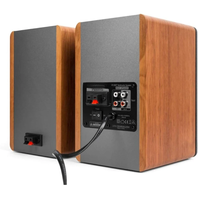 R1280T Powered Bookshelf Speakers   Studio Monitor Speaker - Wooden Enclosure - 42 Watts RMS Power