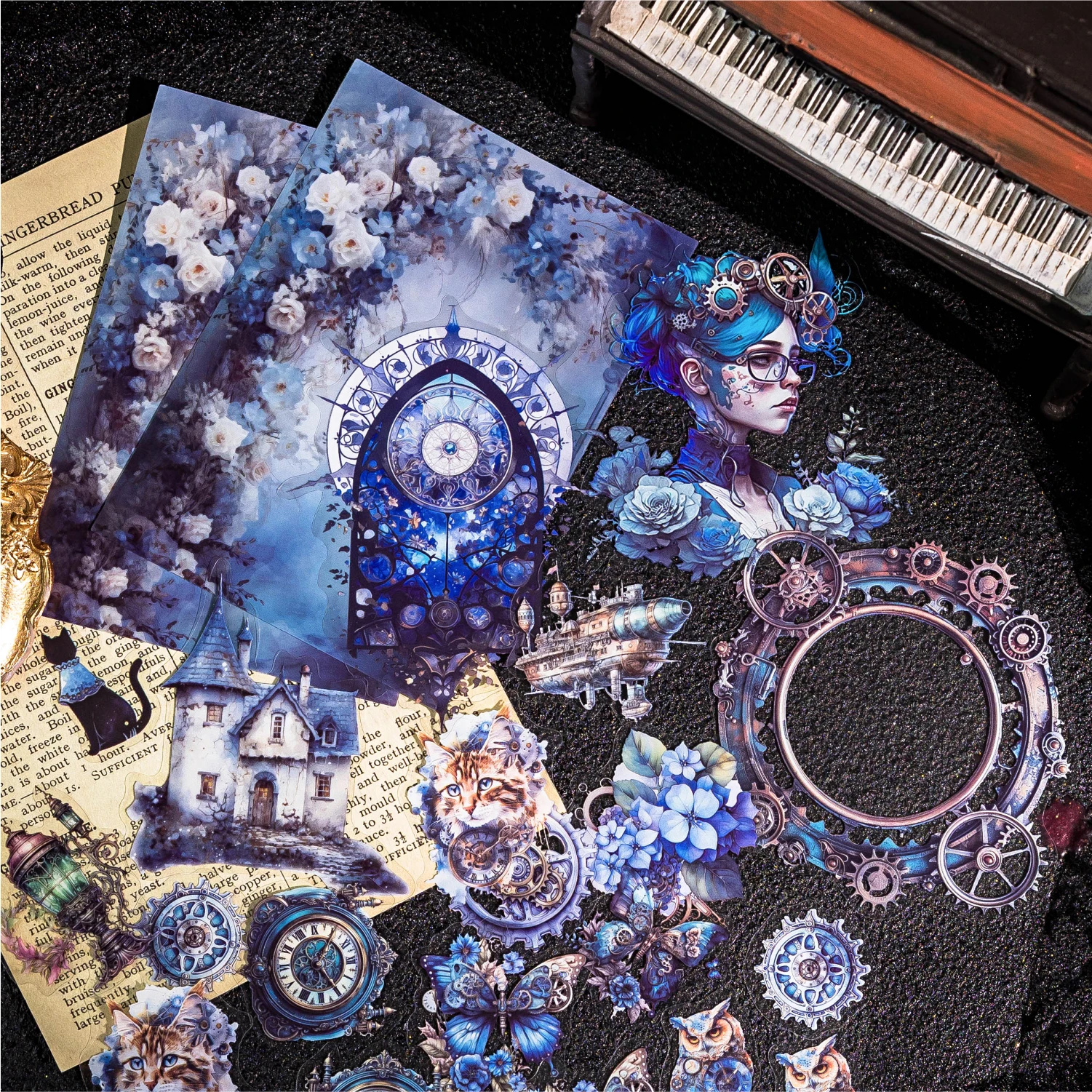 30 PCS Dark Fantasy Night series Decorative Sticker Scrapbook Diary Toy Plant Decoration Album DIY Stationery Sticker