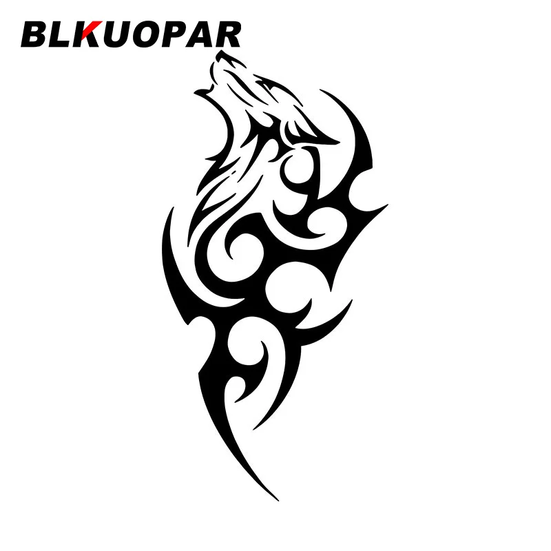 BLKUOPAR Wolf Totem Tribal Pattern Car Stickers Intrepid Animal Decal Scratch-Proof Die Cut Caravan Bumper Car Styling