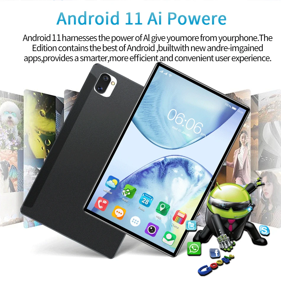 Original Android 11 Android Tablet 10.1-inch Octa  Core 4B RAM 64GB ROM Expandable 1TB 5000mAh Global Edition Tablet