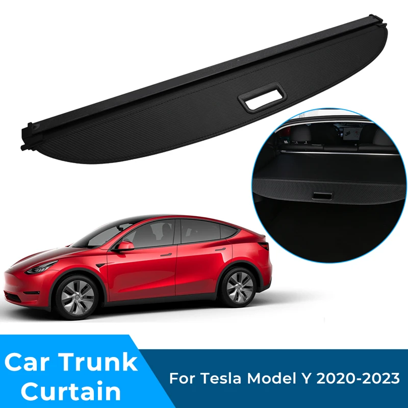 Car Trunk Cargo Cover for Tesla Model Y Accesories 2020-2023 2022 Curtain Rear Boot Tray Shield Organizer Partition Privacy Mats