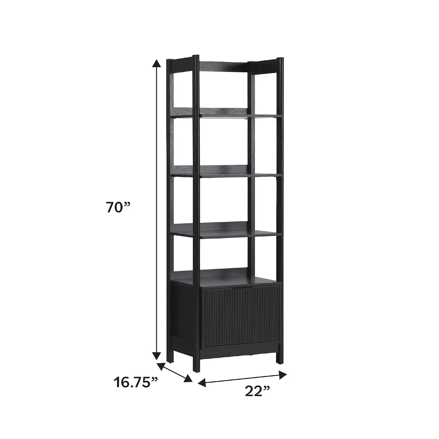 Reeded Narrow Bookshelf with Drawer, 4-Shelf Storage for Home Office Living Room Bedroom, 22