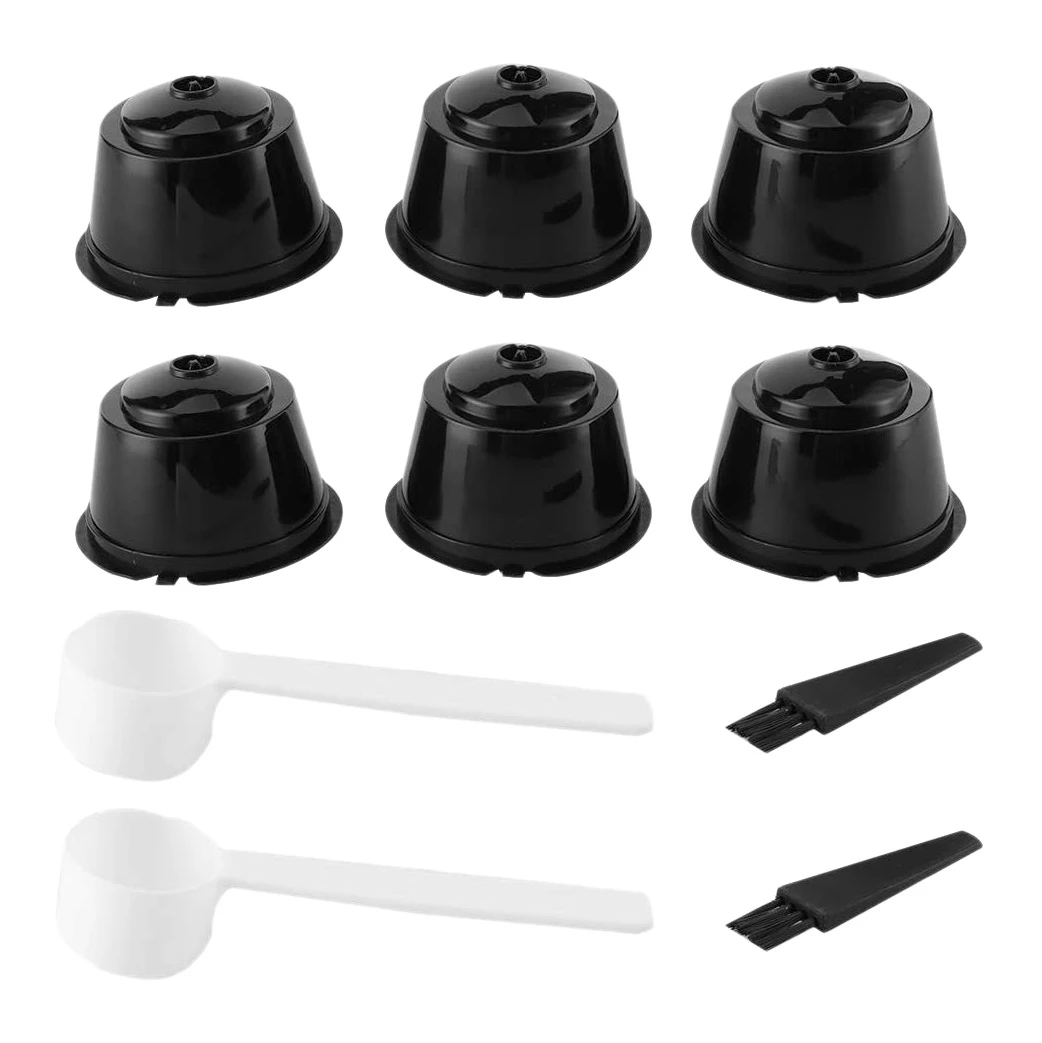 Coffee Capsule Pods Reusable Refillable Filter Cup with Spoon Brush Set Fit for Coffee Machines