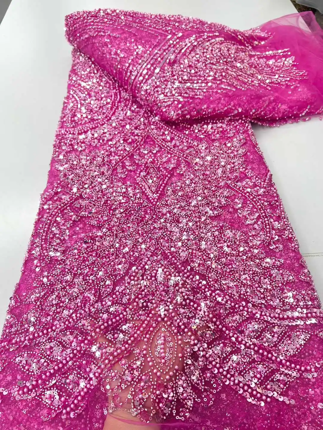 

Кружево SJ: Нигерийское люксовое африканское кружево для жениха, расшитое бисером, ткань 2026 года, французское кружево с пайетками из тюля для свадебных и праздничных платьев