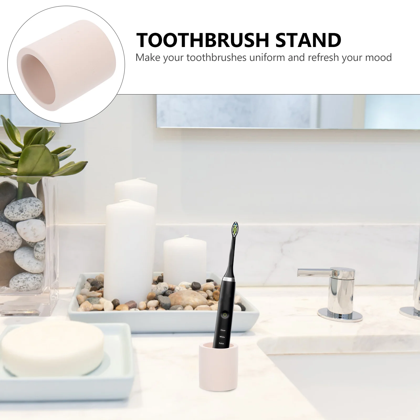 

1pc Diatomite Toothbrush Holder Sturdy Smooth Surface Easy Clean Compact Storage Base Stand Organizer Gift Home Use