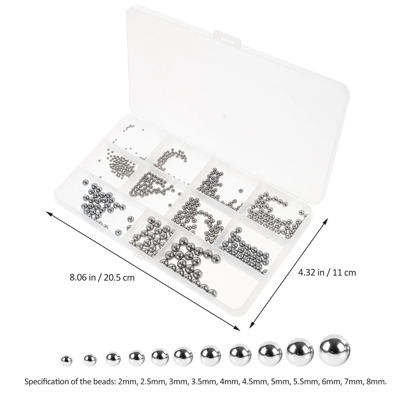 510Pcs Round Stainless Steel Bearing Beads High Precision Smooth Surface Steel Balls for Automotive Bicycle Valves Casters