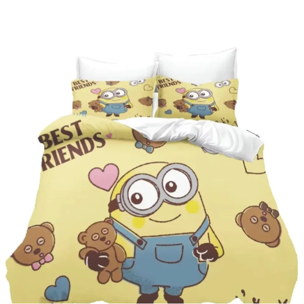 

Minion Anime 100% Polyester Duvet Cover Set Bedding Queen Size Sets Cotton Cute Printed Cartoon Quilt Cover
