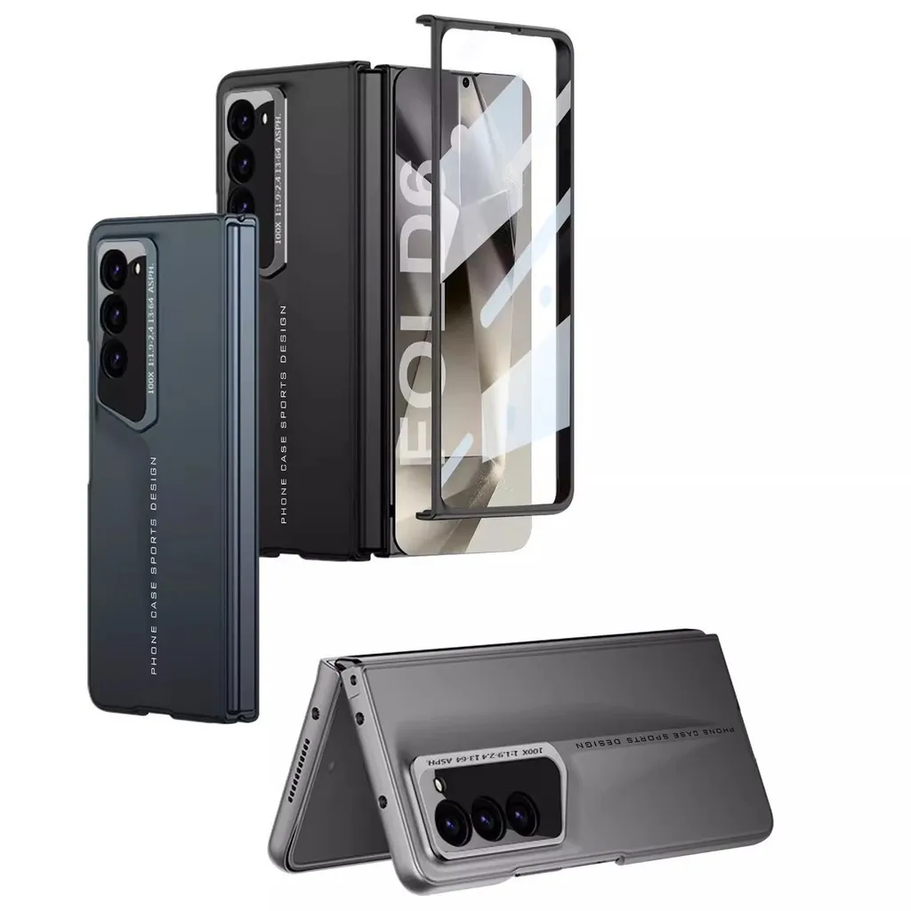 Blade Warrior Case For Samsung Galaxy Z Fold 6 5G Fold6 Integrated Shell Membrane Anti-knock Screen Glass Stand Matte Hard Cover