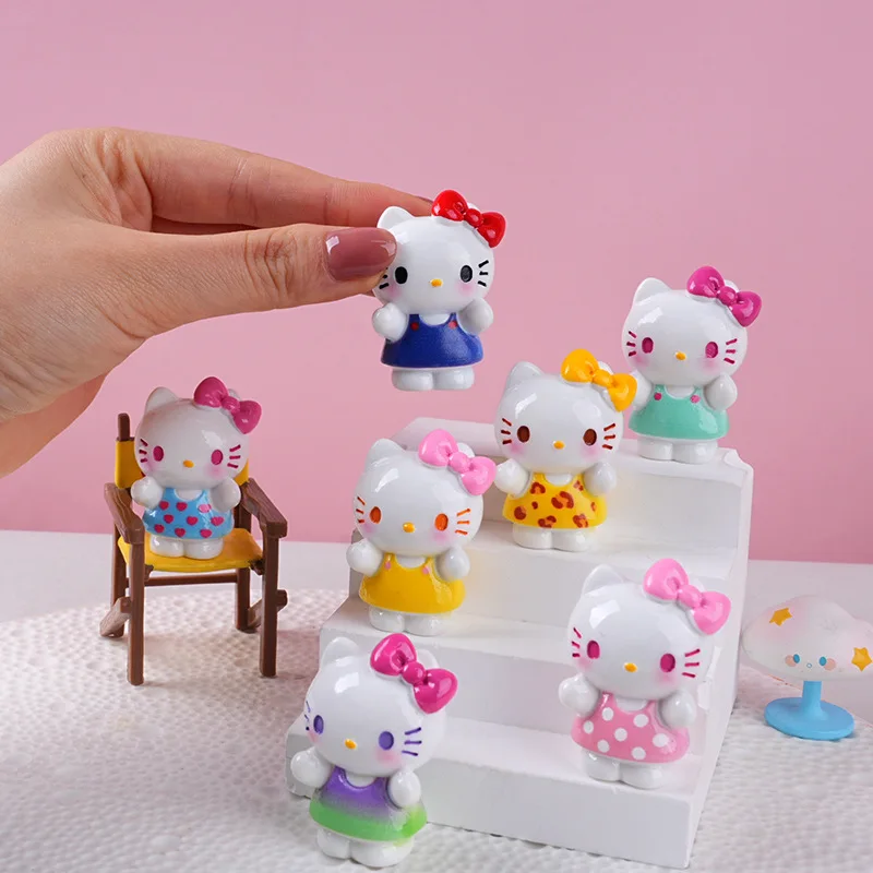 

New model Hello kitty Ornaments Cat Doll Cute Desktop Micro Landscape Scenery Trend Play Gift Resin Small