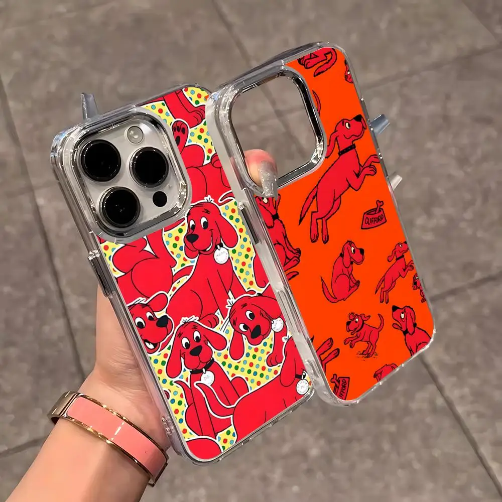Clifford The Big Red Dog Phone Case For IPhone 17 Air 16 E 15 14 13 12 11 Plus Pro Max Electroplated Transparent Soft Shell