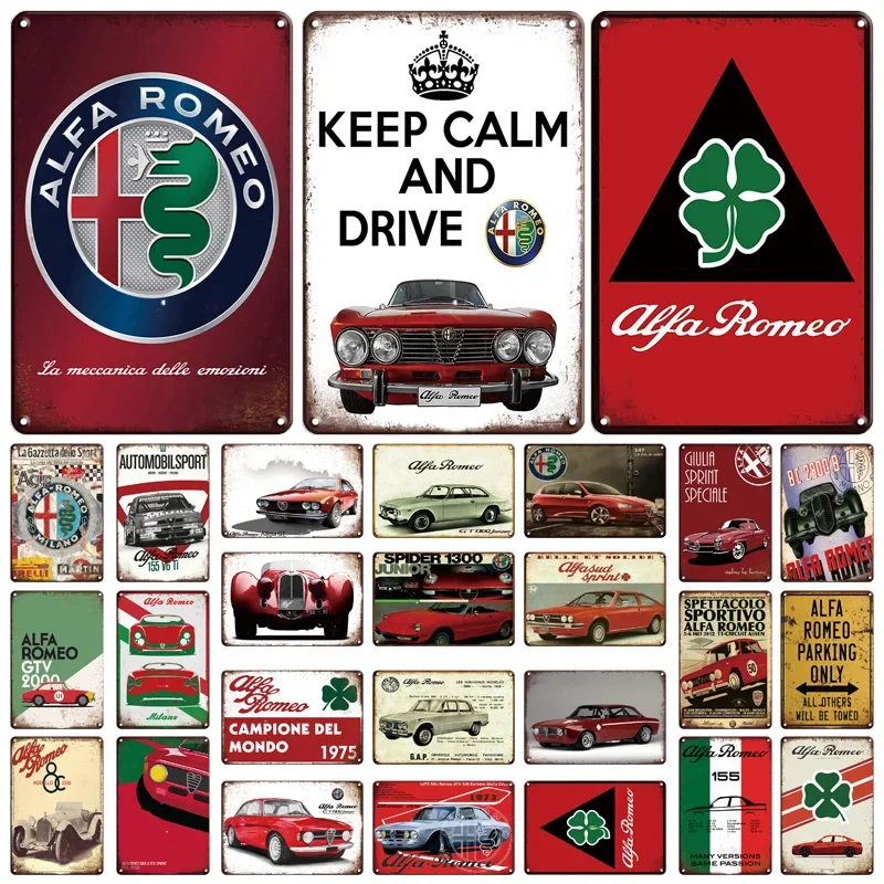 Retro Garage Classic Eunos Car Alfa Romeo Metal Tin Sign Plaque Vintage Metal Plate For Garage Bar Pub Club Man Cave Wall Decor