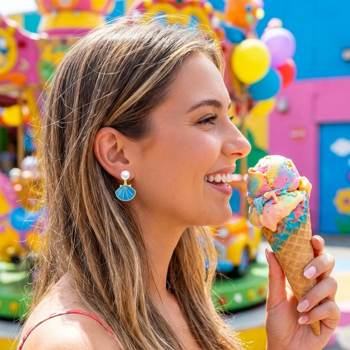 Imitationsperlen-Ohrstecker mit Emaille-Muschel-Rückseite für Damen und Herren, böhmische Ozean-Strand-Muschel-Ohrringe, Sommerparty-Schmuck – Detail 9