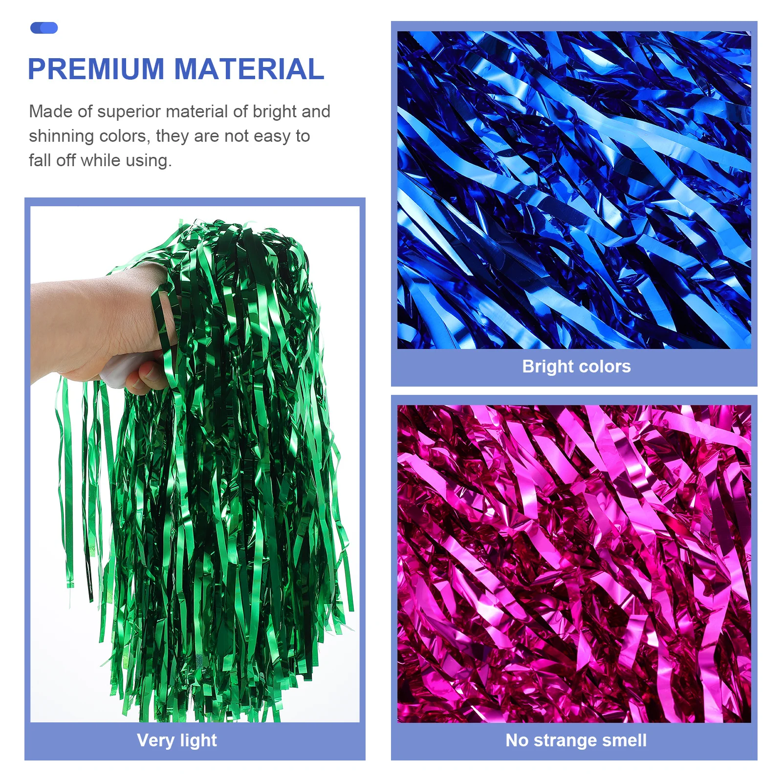 

6Pcs Cheerleader Pom Poms Mixed Colors High Performance Smooth Handle Ideal for College High School Cheerleading Competitions