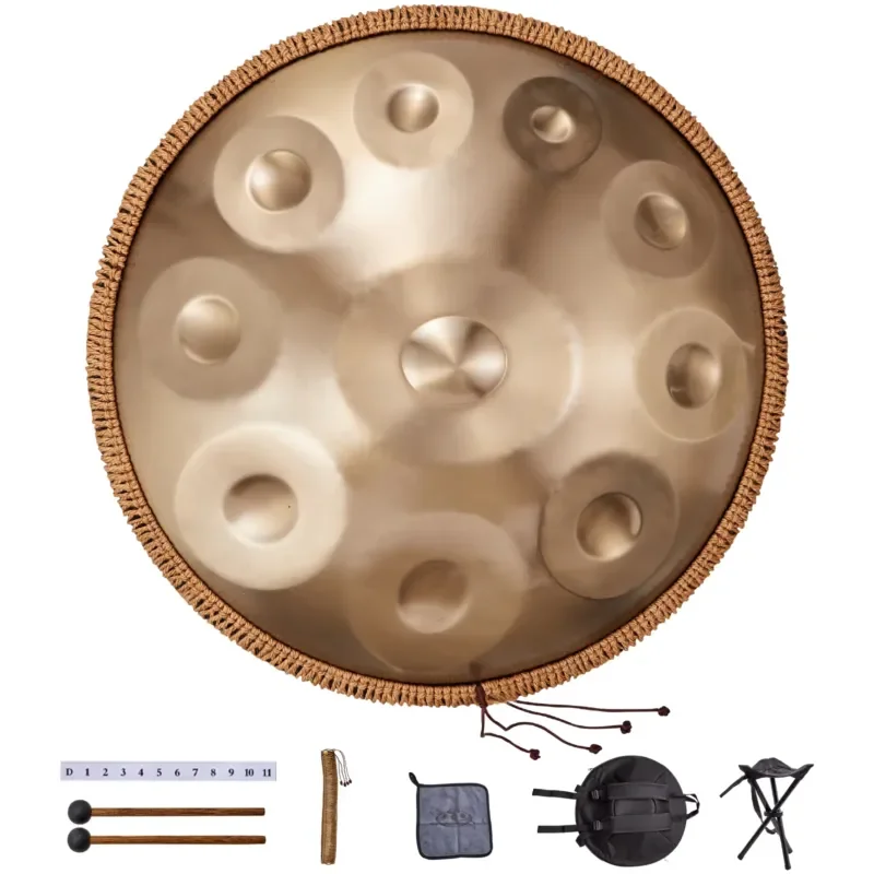 22 Inch D Minor Handpan Drum Steel Tongue Drum with Mallets Healing Sound Instrument for Beginners Yoga Meditation Practice