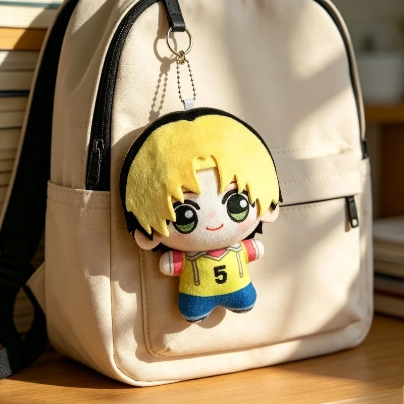 Cute Hikaru No Go Shindo Hikaru Mini Plush Keychain Chibi Boy Yellow Jersey No.5 Soft Stuffed Pendant Gift for Anime Game Fans