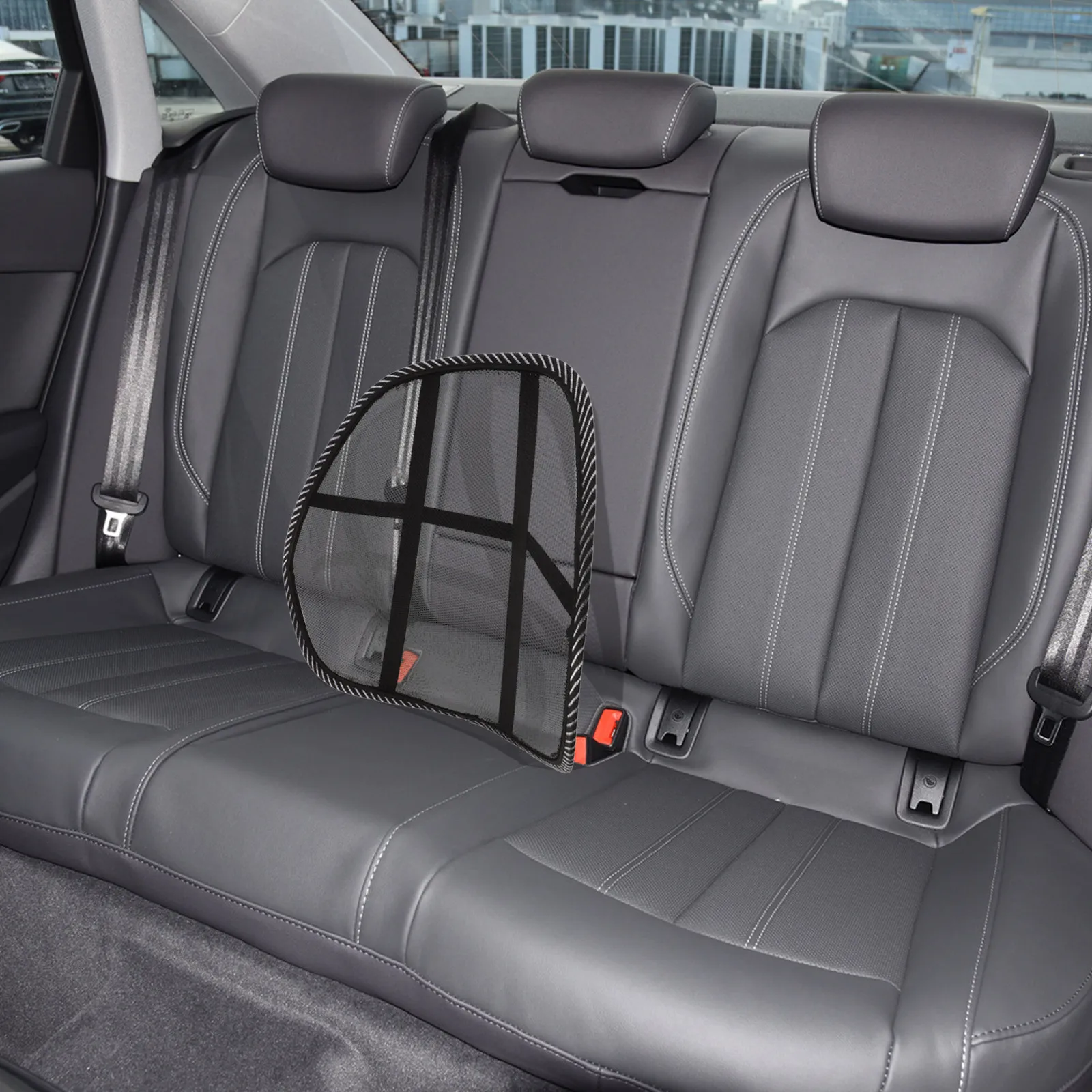 Chairs Black Lumbar Pad Car Back Cushion Breathable Mesh Support Headrest Covers