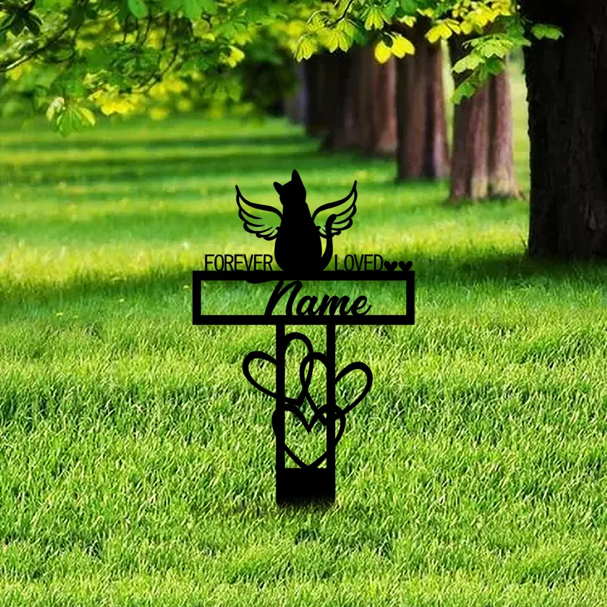 Custom Cat Angel Cemetery Stake, Memorial Metal Angel Stake Personalized, Grave Marker, Memorial Stake for Ourdoor, Memorial