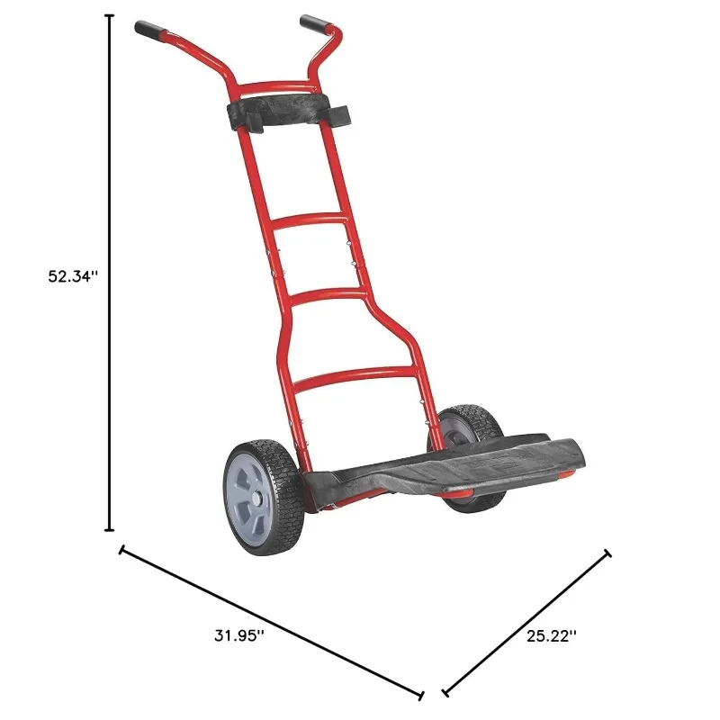 Construction and Landscape Dolly, 250-Pound Capacity, Red, Heavy Duty Dolly with Wheels