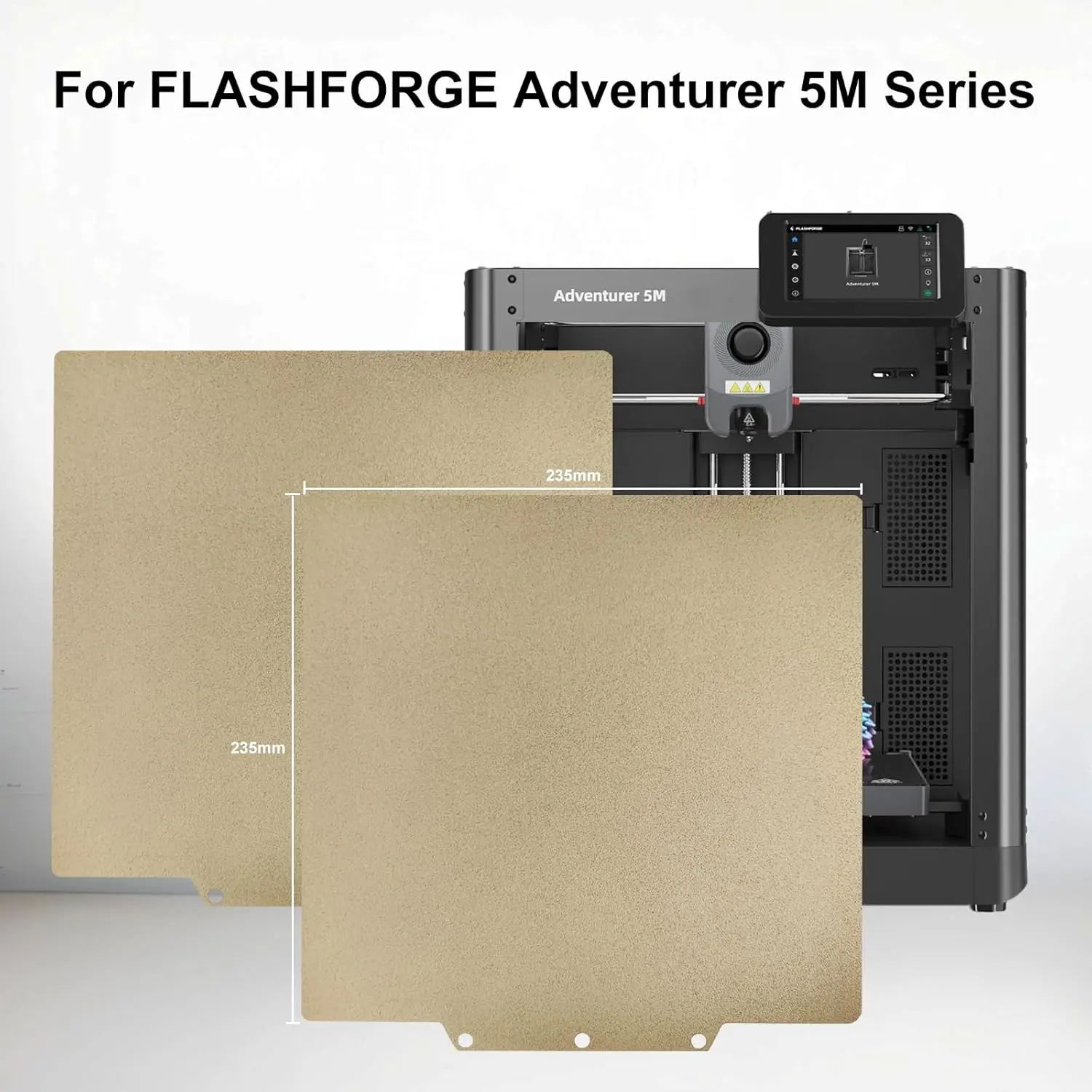 

Flashforge Adventurer 5M/5M Pro/AD5X PEI Build Plate Magnetic Flexible Steel Heated Bed Platform Double Sided Textured Coating